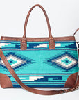 American Darling Tote Bag Western Leather Hand Woven Saddle Blanket Large Travel Purse Genuine Leather 15in x 21in