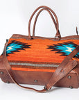 American Darling Tote Bag Western Leather Hand Woven Saddle Blanket Large Travel Purse Genuine Leather 15in x 21in