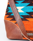 American Darling Tote Bag Western Leather Hand Woven Saddle Blanket Large Travel Purse Genuine Leather 15in x 21in