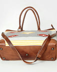 American Darling Tote Bag Western Leather Hand Woven Saddle Blanket Large Travel Purse Genuine Leather 15in x 21in