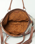 American Darling Tote Bag Western Leather Hand Woven Saddle Blanket Large Travel Purse Genuine Leather 15in x 21in