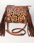 American Darling Western Small Crossbody Bag – Genuine Hair-On Cowhide Leather with Fringes, Adjustable Strap, Handcrafted in Texas