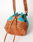 American Darling ADBG569A Bucket Hand Tooled Saddle Blanket Genuine Leather Women Bag Western Handbag Purse