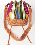 American Darling ADBG569A Bucket Hand Tooled Saddle Blanket Genuine Leather Women Bag Western Handbag Purse