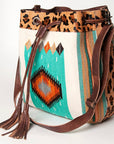 American Darling ADBG574D1 Large Crossbody Saddle Blanket Hair On Genuine Leather Women Bag Western Handbag Purse