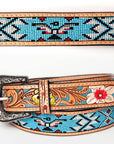 American Darling ADBLF144-L Beautifully Hand Tooled Genuine American Leather Belt Men and Women Beaded