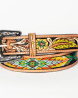American Darling ADBLF145-L Beautifully Hand Tooled Genuine American Leather Belt Men and Women Beaded