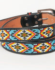 American Darling ADBLF147-L Beautifully Hand Tooled Genuine American Leather Belt Men and Women Beaded