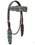 Hand-Carved Leather Western Headstall And Breast Collar Set For Training And Showing
