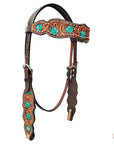 Hand-Carved Leather Western Headstall And Breast Collar Set For Training And Showing