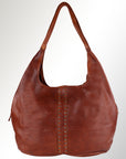 Spaghetti Western Swc184Tan Hobo Vintage Handmade Drum Dyed Genuine European Cowhide Leather Women Bag Western Handbag Purse