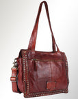 Spaghetti Western Swc133Cg Tote Vintage Handmade Drum Dyed Genuine European Cowhide Leather Women Bag Western Handbag Purse