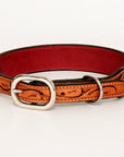 HILASON Western Genuine Leather Heavy Duty Dog Collar Floral Tooled