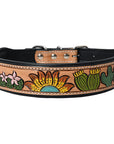 HILASON Western Genuine Leather Heavy Duty Hand Painted Dog Collar