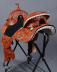 HILASON 15 Treeless Western Trail Barrel Racing American Leather Saddle | Horse Saddle | Western Saddle | Treeless Saddle | Saddle for Horses | Horse Leather Saddle