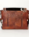 American Darling Messenger Bag Western Leather Hand Tooled Floral Carved Hair-On Cowhide Buckstitched 12in x 16in