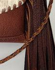 American Darling Cross body Bag Western Leather Hair-On Cowhide Braided Detail with Fringes 8in x 11in