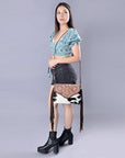ADBG843B American Darling Hand Tooled Hair On Genuine Leather Women Bag Western Handbag Purse