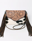 ADBG843B American Darling Hand Tooled Hair On Genuine Leather Women Bag Western Handbag Purse