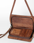 American Darling Small Cross body Bag for Women, Hand Tooled Floral Leather, Woven Saddle Blanket, Genuine Leather Purse