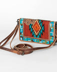 American Darling Small Cross body Bag for Women, Hand Tooled Floral Leather, Woven Saddle Blanket, Genuine Leather Purse