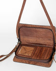 American Darling Small Cross body Bag for Women, Hand Tooled Floral Leather, Woven Saddle Blanket, Genuine Leather Purse