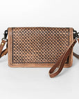 American Darling Small Cross body Bag for Women, Hand Tooled Floral Leather, Woven Saddle Blanket, Genuine Leather Purse