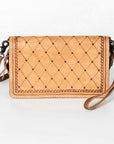 American Darling Small Cross body Bag for Women, Hand Tooled Floral Leather, Woven Saddle Blanket, Genuine Leather Purse