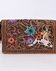 American Darling Small Cross body Bag for Women, Hand Tooled Floral Leather, Woven Saddle Blanket, Genuine Leather Purse