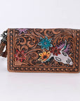 American Darling Small Cross body Bag for Women, Hand Tooled Floral Leather, Woven Saddle Blanket, Genuine Leather Purse