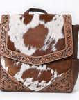American Darling Backpack for Women, Hand Tooled Floral Leather, Hair-On Cowhide, Woven Saddle Blanket, Genuine Leather