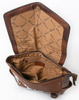 American Darling Backpack for Women, Hand Tooled Floral Leather, Hair-On Cowhide, Woven Saddle Blanket, Genuine Leather