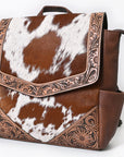 American Darling Backpack for Women, Hand Tooled Floral Leather, Hair-On Cowhide, Woven Saddle Blanket, Genuine Leather