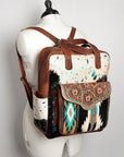 American Darling Backpack, Hand Tooled Floral Leather, Hair-On Cowhide & Woven Saddle Blanket, Western Style Genuine Leather
