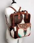 American Darling Backpack, Hand Tooled Floral Leather, Hair-On Cowhide & Woven Saddle Blanket, Western Style Genuine Leather