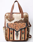 American Darling Backpack, Hand Tooled Floral Leather, Hair-On Cowhide & Woven Saddle Blanket, Western Style Genuine Leather