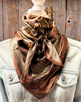 35X35" Brown and Yellow Multi Pattern Wild Rag / Scarf WR1034