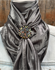 35X35" Solid Silver / Grey Wild Rag / Scarf WRS15 - Western Concho Wild Rag Slides - Assorted