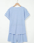 Stripe Knitted Top & Drawstring Shorts Set