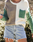 Evelyn Patched Drop Shoulder Sweater