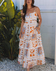 Floral Ricrac Trim Spaghetti Strap Maxi Dress