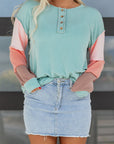 Aria Knit Colorblock Henley Top