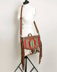 ADBG852A American Darling Hand Tooled Saddle Blanket Hair On Genuine Leather Women Bag Western Handbag Purse