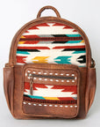 American Darling Backpack for Women, Hand Woven Saddle Blanket, Western Style Genuine Leather, Buck Stitched Travel Bag