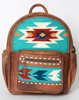 American Darling Backpack for Women, Hand Woven Saddle Blanket, Western Style Genuine Leather, Buck Stitched Travel Bag
