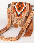 American Darling Cross Body Hand Tooled Saddle Blanket Hair On Genuine Leather Western Women Bag Handbag Purse Crossbody Cute