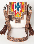 ADBG856E American Darling Hand Tooled Saddle Blanket Hair On Genuine Leather Women Bag Western Handbag Purse