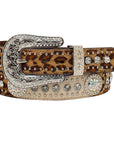 Nocona Women's Calf Hide and Leopard Print Bling Belt