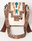 ADBG856F American Darling Hand Tooled Saddle Blanket Hair On Genuine Leather Women Bag Western Handbag Purse