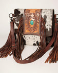 American Darling ADBGZ619 Crossbody Hand Tooled Hair-On Genuine Leather Women Bag Western Handbag Purse
